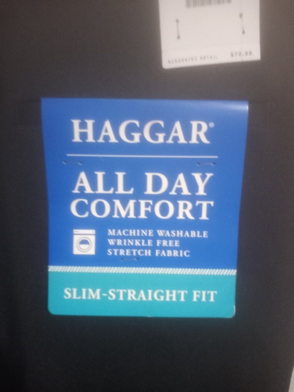 Haggar Men's All Day Comfort Slim-Straight Dress Pants 38x30 Black NWT MSRP $70 - Picture 6 of 10